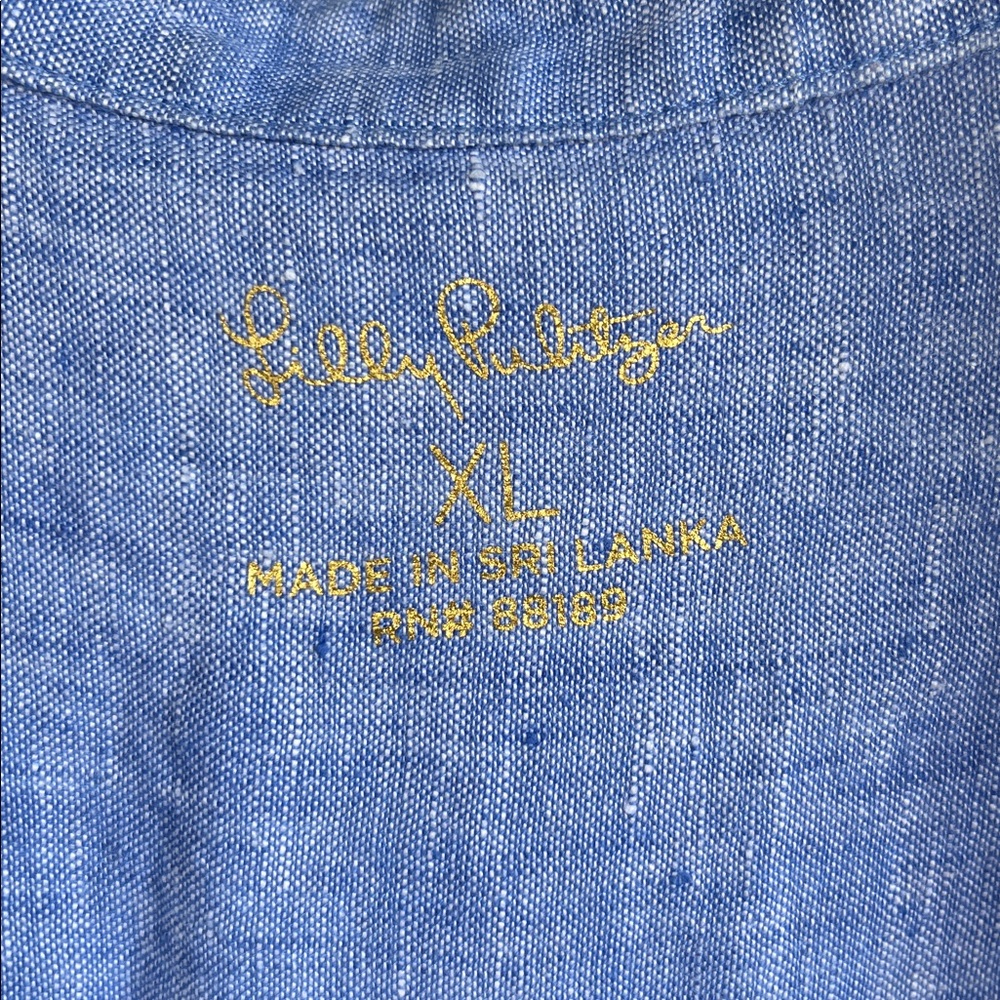 Lilly Pulitzer Sleeveless Blue Button-Down Shirt - Picture 3 of 6